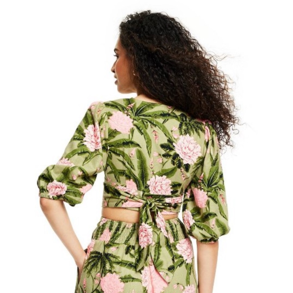Agua Bendita X Target Women’s Peony Print Wrap Top - Picture 4 of 7